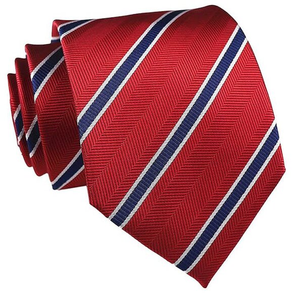 Other - Men's Gingham Check Stripe Ties Pattern Business Red Blue White Striped